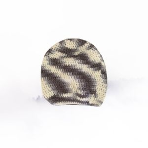 Adult's Grey and White Slouch Beanie
